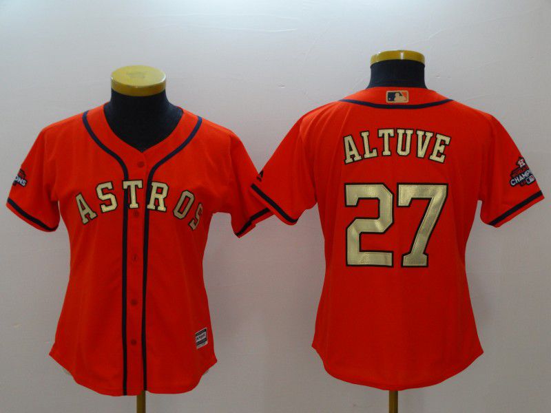 Women Houston Astros #27 Altuve Orange Champion Edition MLB Jerseys->houston astros->MLB Jersey